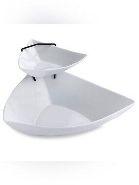 B. Smith 2-Tier White Porcelain Chip and Dip Serving Set